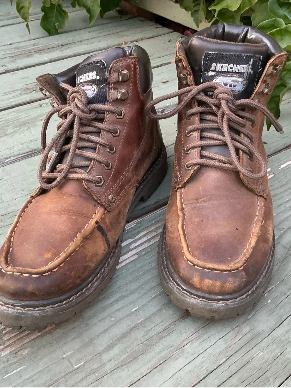 Skechers Waterproof Relaxed Fit Memory Foam Brown Men's Work Boots Leather Ankle